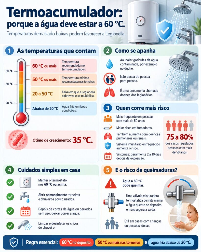 Termoacumulador: porque a água deve estar a 60 graus e o risco de baixar demasiado o termóstato